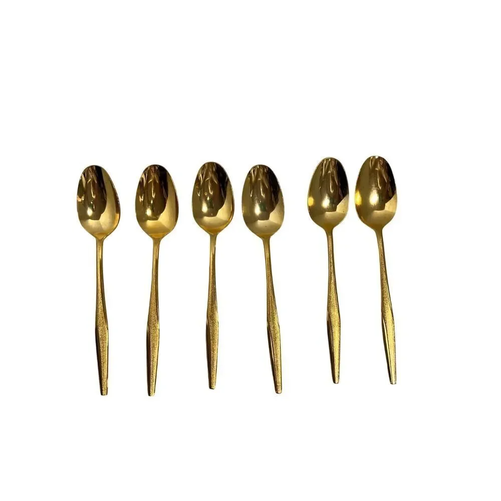 VINTAGE FLORENTINE Set of 6 Goldtone Spoons Serving Utensils Elegant